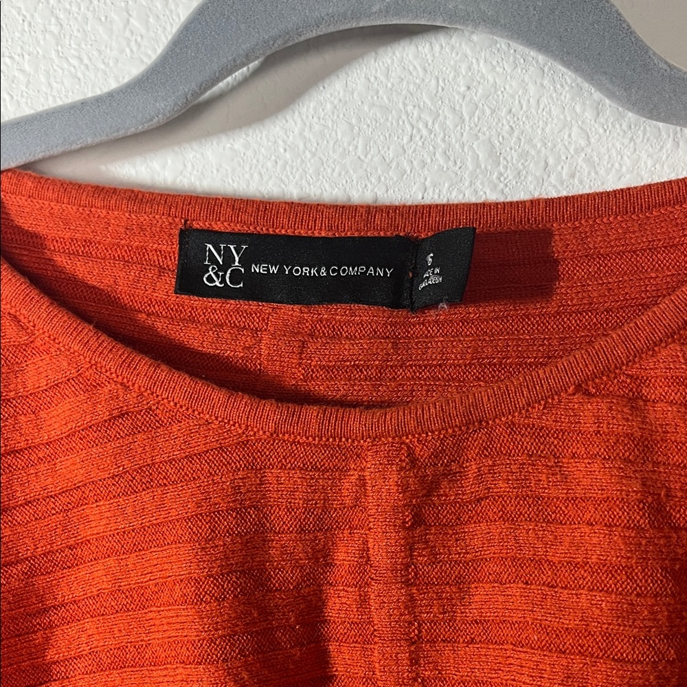 New York & Company: Vibrant Orange Lightweight Sweater